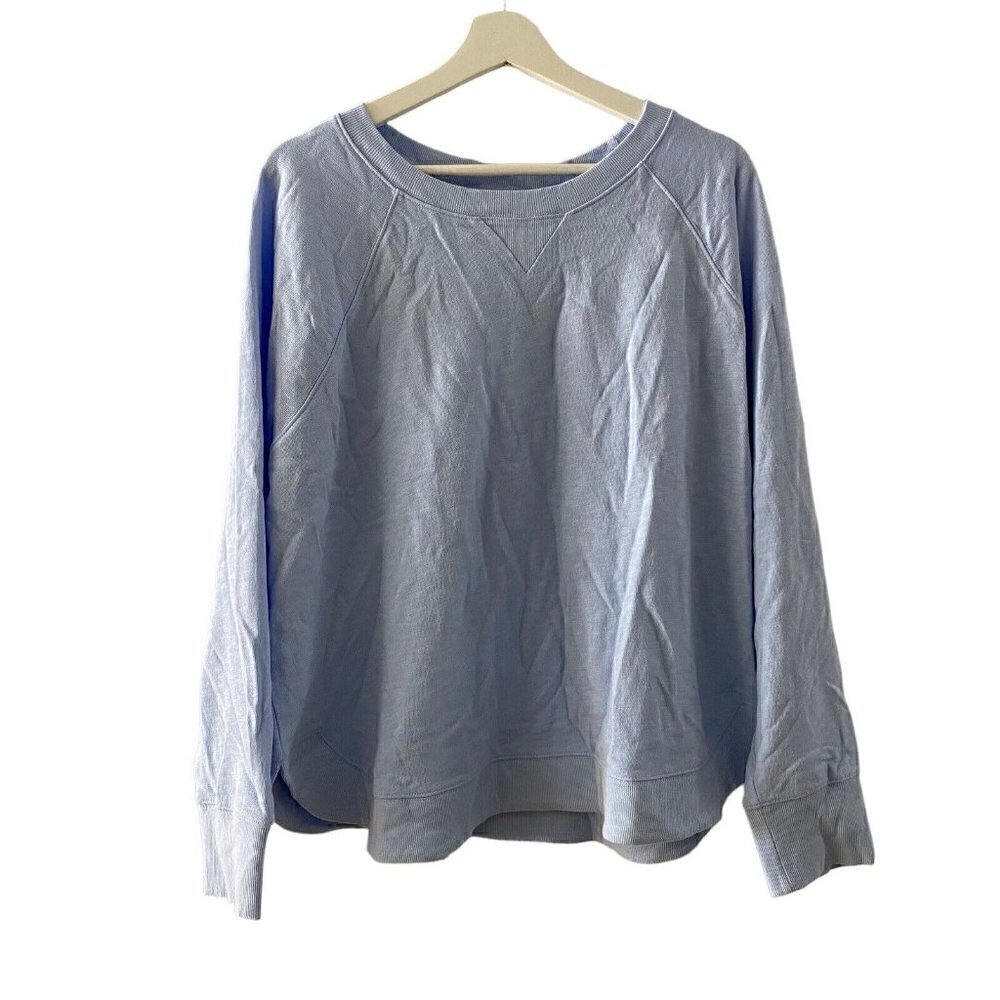 Haven Well Within Light Blue Pullover Curved Hem Pullover Sweater Size XL Cotton